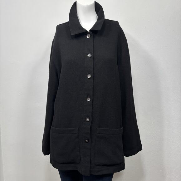 Lands End Wool Blend Cardigan Jacket Sz 10 Cottage Granny Lagenlook Minimalist - Picture 8 of 9